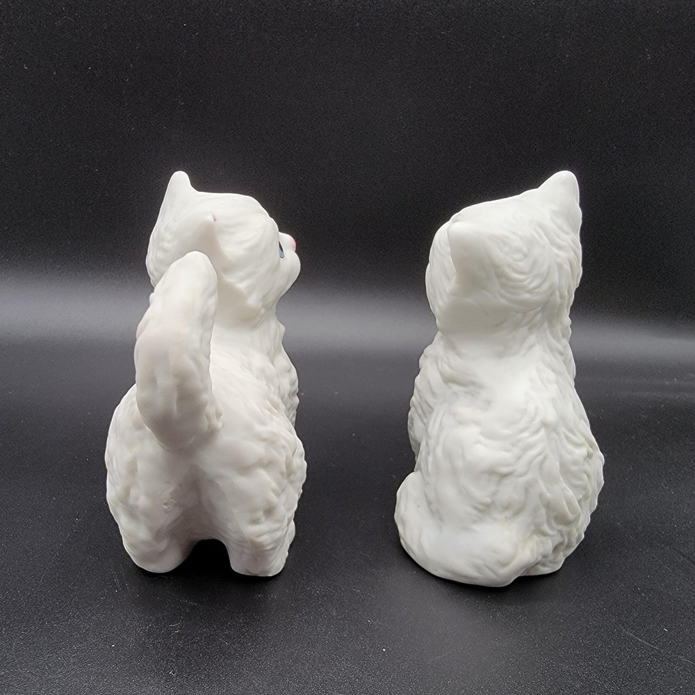 Homeco Vintage Porcelain Cat Pair Fluffy White Blue Eyes Persian Figurine Small - Picture 6 of 8